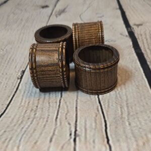 Brown Napkin Rings With A Wood Grain Texture Design